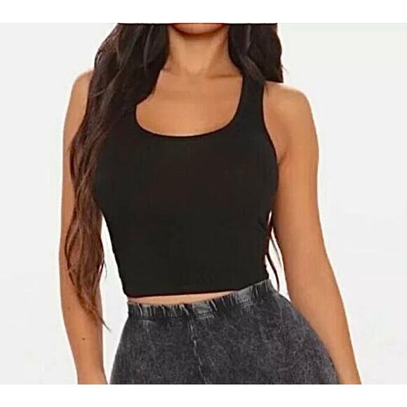 Fashion Nova Kendra Crop Top Black Racerback Plus Size 2X Womens Trendy Casual - Picture 1 of 10